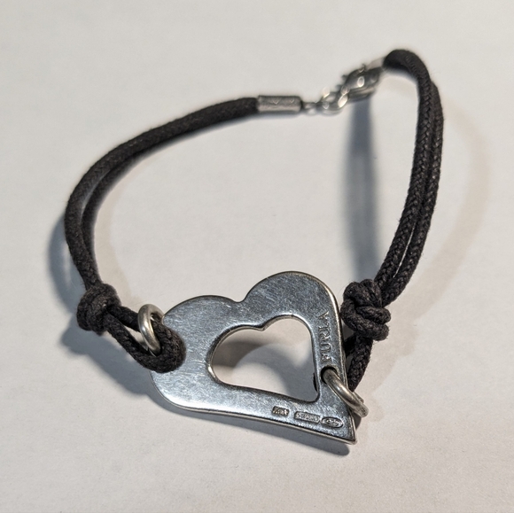 Furla 925 sterling silver Italy heart cord bracelet - Picture 3 of 6